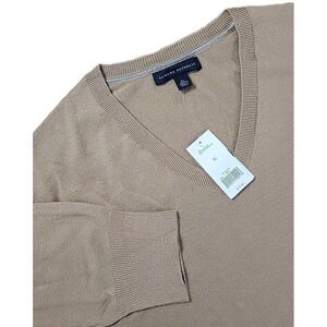 Banana Republic Sweater Mens XL Cashmere Silk Blend V‎ Neck Pullover Soft, BROWN
